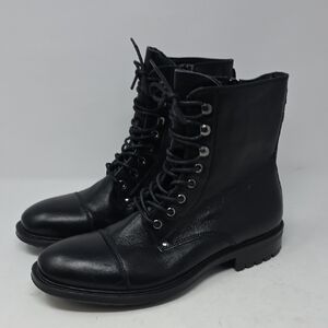 J75 Jump Black Lace-Up Leather Ankle Combat Boots Men's Size 10